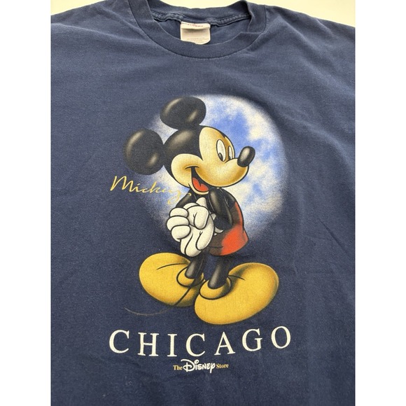 VTG Mickey Mouse Disney Graphic T Shirt Blue SZ Large 90s - Picture 2 of 6
